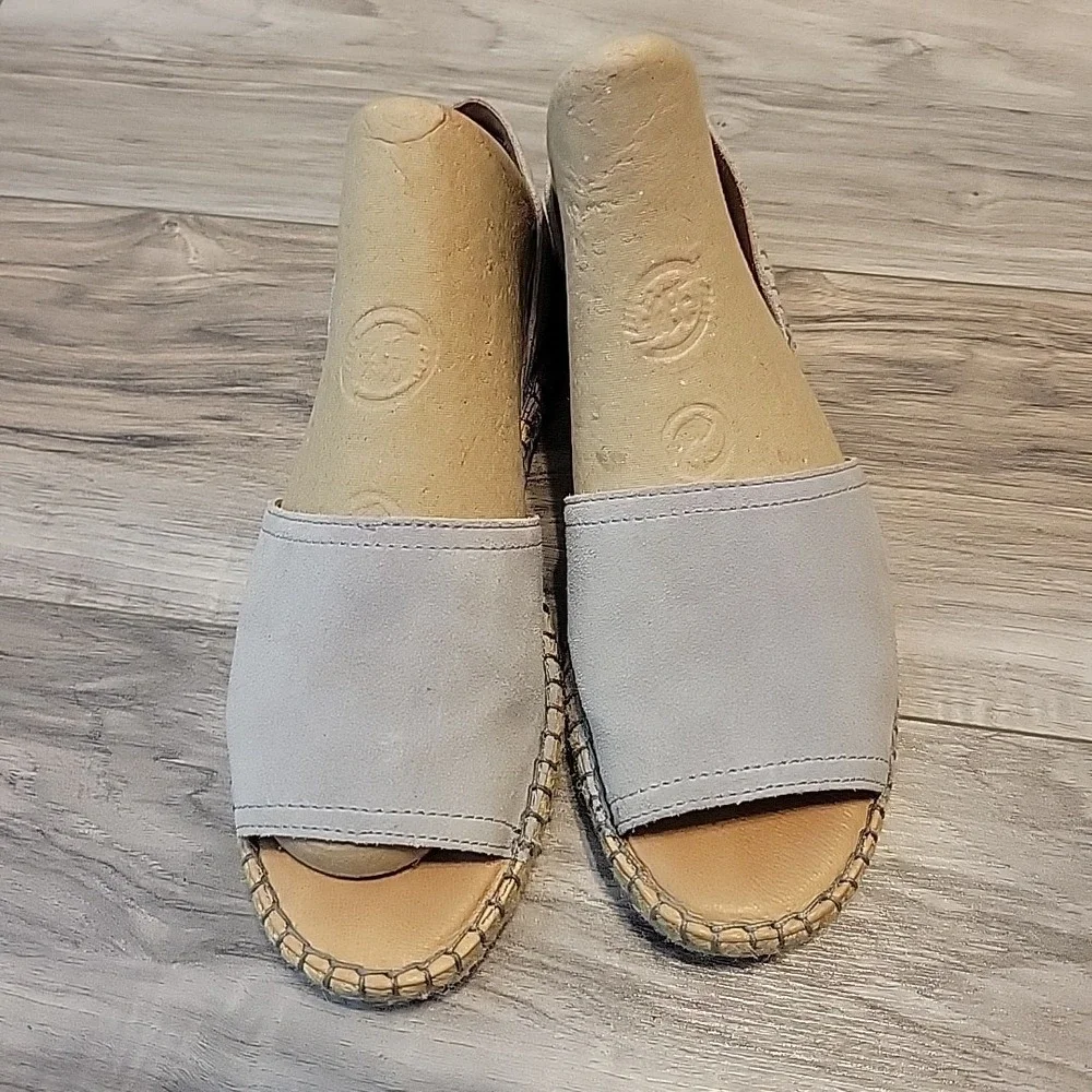 Born Drilles‎  Suede Sandals Espadrilles, Womens 6.5M Gray Open Toe Slip-On
